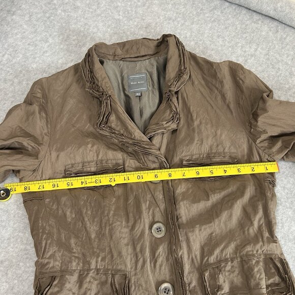 MARC AUREL Blazer Sz 40 Textured Crinkled Brown Button Front Raw Edge Germany - Picture 5 of 8